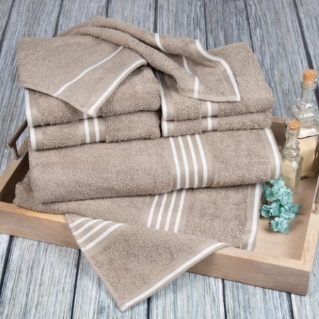Hastings Home Rio 8 Piece 100 Cotton Towel Set - Taupe 945637PEB